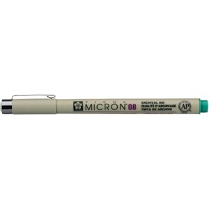 Ручка капиллярная Sakura Pigma Micron 08, толщина линии 0.5 мм, цвет зеленый в Москве от компании М.Видео