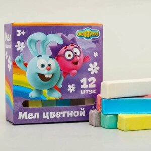 Мелки цветные смешарики Крош и Ёжик, в наборе 12 штук, квадратные в Москве от компании М.Видео