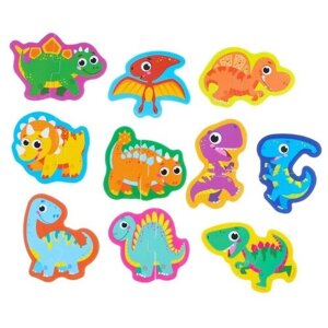 Набор игрушек - пазлов для ванны «Динозаврики», 10 пазлов в Москве от компании М.Видео
