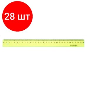 Комплект 28 штук, Линейка 30см Attache Bright Colours желтая в Москве от компании М.Видео