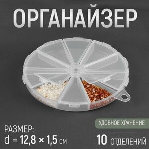 Органайзер для бисера, 10 отделений, d = 12.8 x 1.5 см, цвет прозрачный в Москве от компании М.Видео