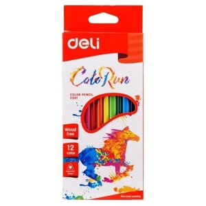 Карандаши цветные Deli ColoRun EC00100 трехгран. пластик 12цв. коробка/европод. в Москве от компании М.Видео