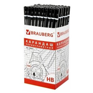 BRAUBERG Карандаш чернографитный Touch line НВ 100 шт., 180621 черный в Москве от компании М.Видео