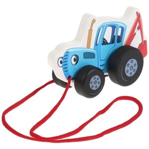Каталка "Синий трактор" 12 см. Буратино игрушки из дерева KCT01 в Москве от компании М.Видео