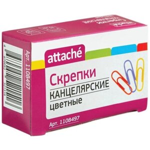 Скрепки Attache цветные металлические с полимерным покрытием 33 мм 100 штук в упаковке, 1108497 в Москве от компании М.Видео