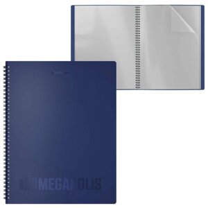 Папка файловая пластиковая на спирали ErichKrause MEGAPOLIS, c 20 карманами, A4, синий в Москве от компании М.Видео