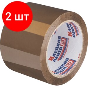 Комплект 2 штук, Клейкая лента упаковочная 75мм х 66м 47мкм коричневая в Москве от компании М.Видео