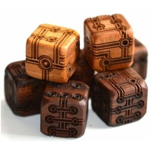 Игральные кубики Tron Dice из экзотической древесины, 16 мм, 6 шт. / Дизайнерские кости для настольных игр ДнД ручной работы для Dungeons and Dragons