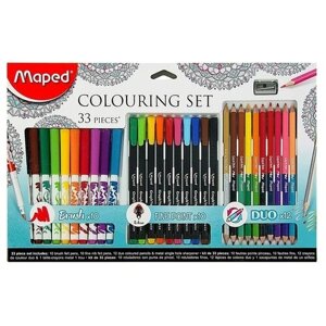 Maped Набор для рисования Maped Color Peps 33 предмета: фломастеры, ручка капилярная, карандаши цветные двусторонние, точилка в Москве от компании М.Видео