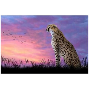 Алмазная вышивка Алмазное Хобби «Леопард на закате», 60x40 см в Москве от компании М.Видео
