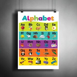 Постер плакат для интерьера "Английский алфавит для детей. "Abc" для малышей, школьников" / A3 (297 x 420 мм) в Москве от компании М.Видео