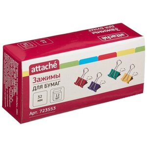 Зажимы для бумаг Attache, 32 мм, 12 шт., цветные, в карт. коробке... в Москве от компании М.Видео