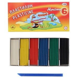 Гамма Пластилин 6 цветов 120 г, «Гамма» «Мультики», со стеком в Москве от компании М.Видео