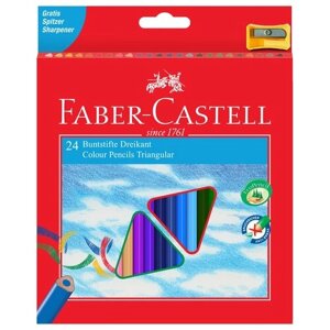 Faber-Castell Карандаши цветные трехгранные c точилкой 24 цвета (120524) ассорти в Москве от компании М.Видео