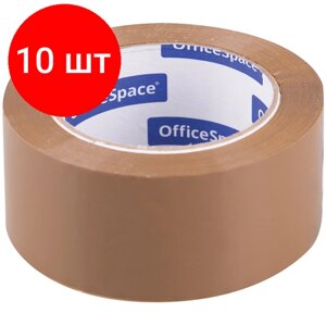Комплект 10 шт, Клейкая лента упаковочная OfficeSpace, 48мм*100м, 45мкм, темная, ШК в Москве от компании М.Видео