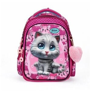 Школьный ортопедический рюкзак для девочек Little Cat (40х30х17 см) розовый / детский ранец для девочки с кошкой / Рюкзак школьный для первоклассника в Москве от компании М.Видео