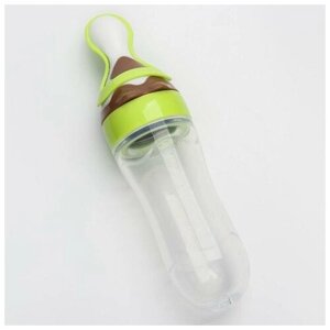 Бутылочка для кормления, силиконовая, с ложкой, 90 мл, цвет зеленый в Москве от компании М.Видео