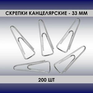 Скрепки 200шт, 33мм, канцелярские треугольные, оцинкованные в Москве от компании М.Видео