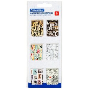 Закладки для книг магнитные, "LETTERS", набор 6 шт., 35x25 мм, BRAUBERG, 113166 в Москве от компании М.Видео