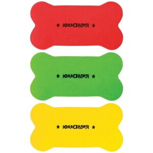Стиратели магнитные для магнитно-маркерной доски юнландия "Косточка", 55х110 мм, комплект 3 ШТ., ассорти, 237503 в Москве от компании М.Видео