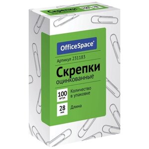 OfficeSpace Скрепки оцинкованные (231183) 28 мм (100 шт.) серебристый 100 шт. в Москве от компании М.Видео