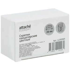Скрепки Attache Economy полимерные негофрированные 28 мм 50 штук в упаковке, 1239383 в Москве от компании М.Видео