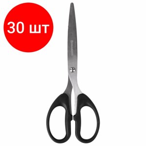 Комплект 30 шт, Ножницы BRAUBERG "Classic", 185 мм, чёрные, классической формы, 2-х сторонняя заточка, 230934 в Москве от компании М.Видео