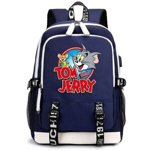 Рюкзак Том и Джерри (Tom and Jerry) синий с USB-портом №2 в Москве от компании М.Видео
