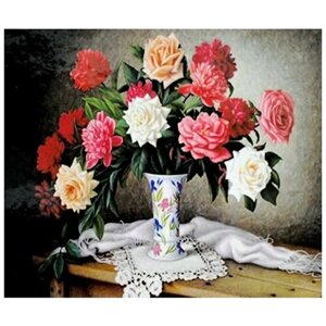 Алмазная мозаика 3D 40*50 см розы В вазе в Москве от компании М.Видео