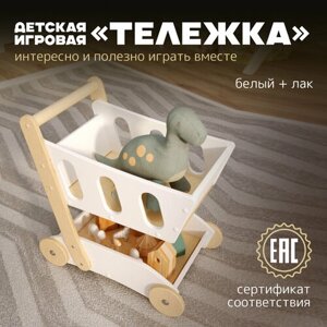 Детские игрушки - каталка детская, ходунки тележка PAPPADO белый+лак в Москве от компании М.Видео