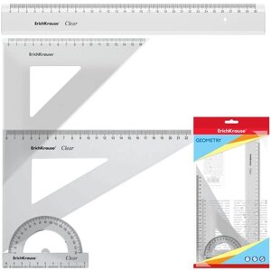 Набор геометрический большой пластиковый ErichKrause Clear, в Москве от компании М.Видео