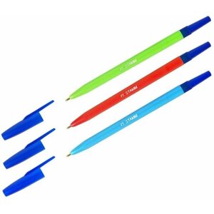 Ручка шариковая СТАММ "049" синяя, 0,7мм, неоновый микс в Москве от компании М.Видео