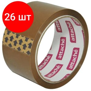 Комплект 26 штук, Клейкая лента упаковочная ATTACHE 50мм x 50м 40мкм коричневая в Москве от компании М.Видео
