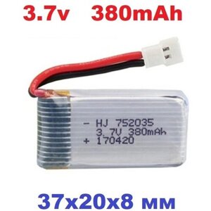 Аккумулятор 3.7v LI-PO Battery 380mah EP 802035 3,7 Вольт разъем JST-DS, Walkera квадрокоптер HIPER FALCON X Syma Quadcopter мини дрон запчасти в Москве от компании М.Видео