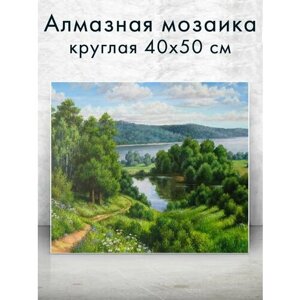 Алмазная мозаика (круг) "Летний пейзаж" 40х50 см в Москве от компании М.Видео