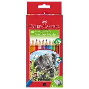 Faber-Castell Цветные карандаши Jumbo утолщенные с точилкой 10 цветов (111210) в Москве от компании М.Видео