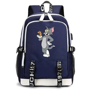 Рюкзак Том и Джерри (Tom and Jerry) синий с USB-портом №3 в Москве от компании М.Видео