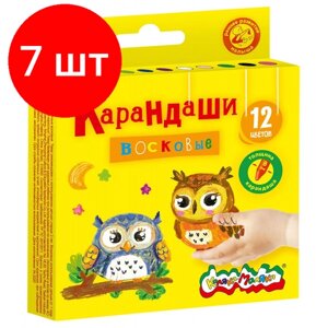 Комплект 7 наб, Мелки восковые Каляка-Маляка 12 цв, круглые, диаметр 8мм, КВКМ12 в Москве от компании М.Видео