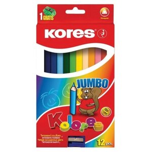 Kores Карандаши цветные Jumbo, 12 цветов с  точилкой (128905) разноцветный в Москве от компании М.Видео