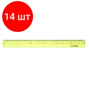 Комплект 14 штук, Линейка 30см Attache Bright Colours желтая в Москве от компании М.Видео