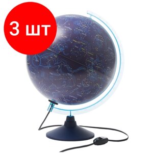 Комплект 3 шт, Глобус Звездного неба Globen, 32см, с подсветкой на круглой подставке в Москве от компании М.Видео