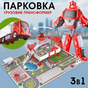 Парковка для машинок 3 в1 (грузовик, робот, парковка) в Москве от компании М.Видео
