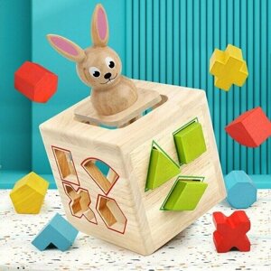 Сортер для малышей Хитрый кролик, сортировка по цвету/фигурам, мелкая моторика, куб зайка в Москве от компании М.Видео