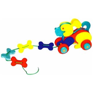 Каталка-игрушка Флексика Собачка (45497), желтый/голубой/красный/синий в Москве от компании М.Видео