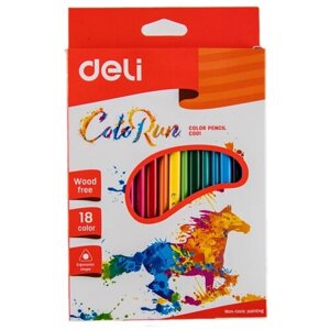 Карандаши цветные Deli ColoRun EC00110 трехгранные пластик 18цв. коробка/европод. в Москве от компании М.Видео