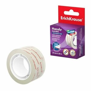 Клейкая лента канцелярская, 24 мм х 20 м, ErichKrause "Handy tearable", усиленная, отрывается руками, в коробке, с европодвесом (комплект из 13 шт) в Москве от компании М.Видео