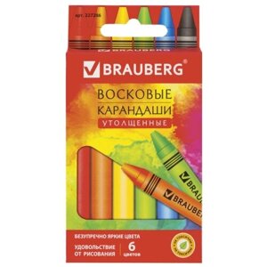 Восковые карандаши Brauberg утолщенные "Академия", 6 цветов (227286) в Москве от компании М.Видео
