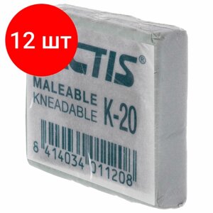 Комплект 12 шт, Ластик-клячка художественный FACTIS K 20, 37х29х10 мм, супермягкий, серый, CCFK20 в Москве от компании М.Видео