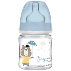 Canpol Babies Бутылочка антиколиковая с широким горлом PP EasyStart Bonjour Paris, 120 мл, с рождения, голубой в Москве от компании М.Видео