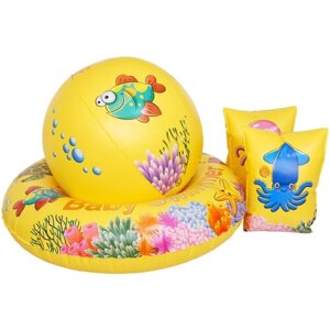 Набор для игр на воде Baby Swimmer: надувной круг, надувной мяч, надувные нарукавники в Москве от компании М.Видео